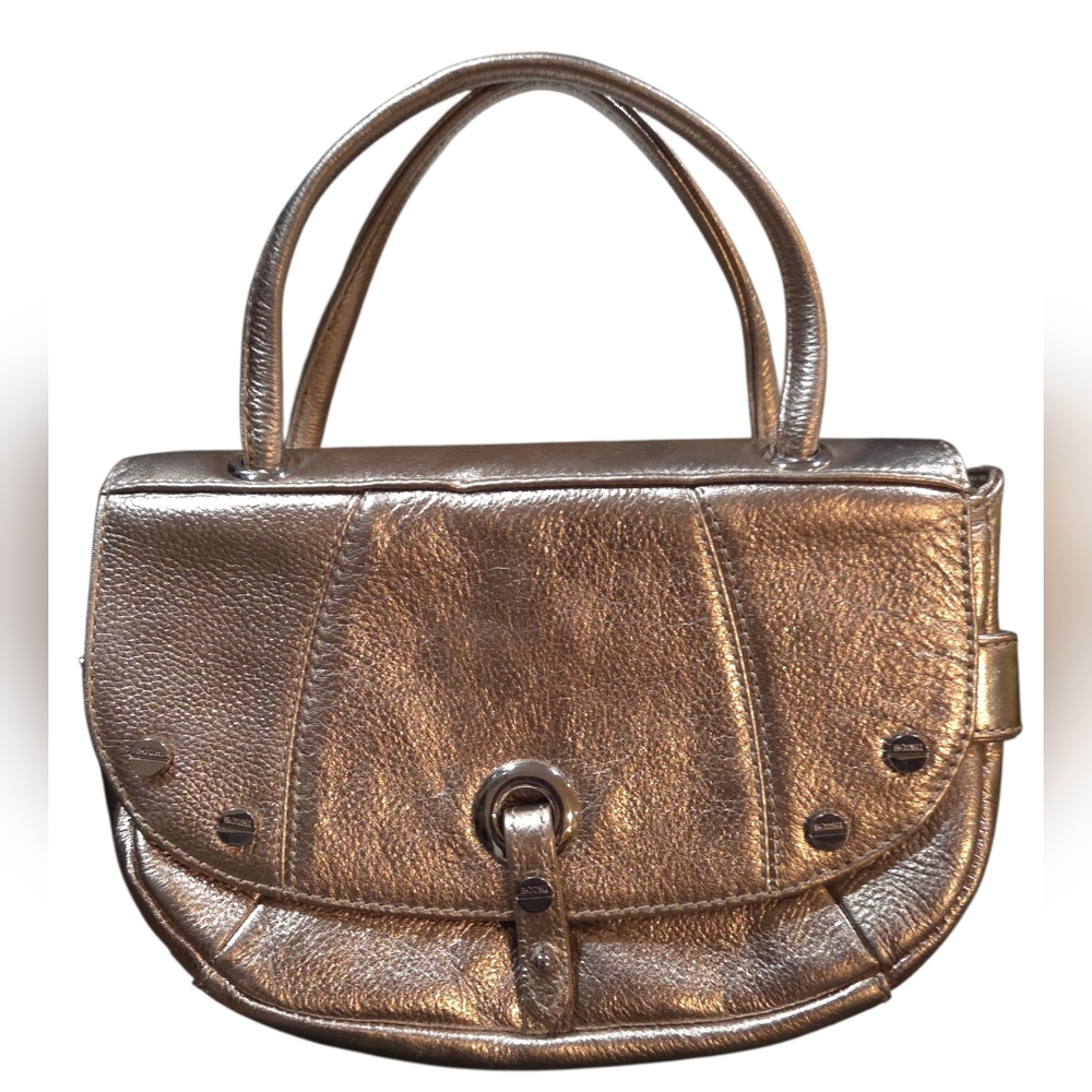Bodhi - Small Satchel in Metallic Gold Leather No Crossbody Strap